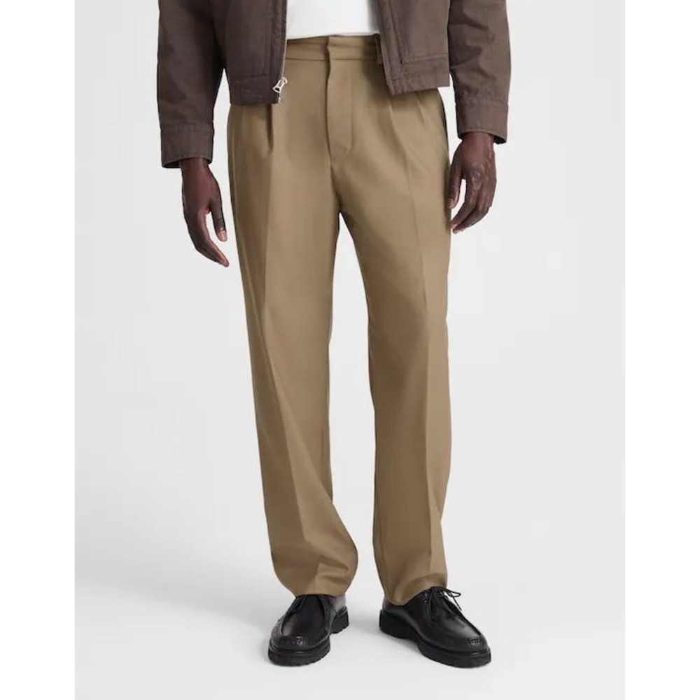 Madewell Double Pleated Trousers Wool Blend Mens 38 Desert Brown  Office Preppy